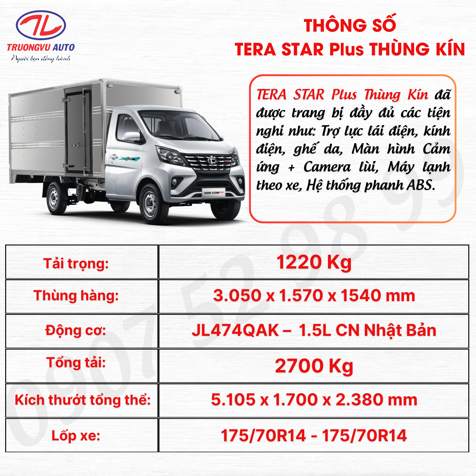 THÔNG SỐ THÙNG KÍN