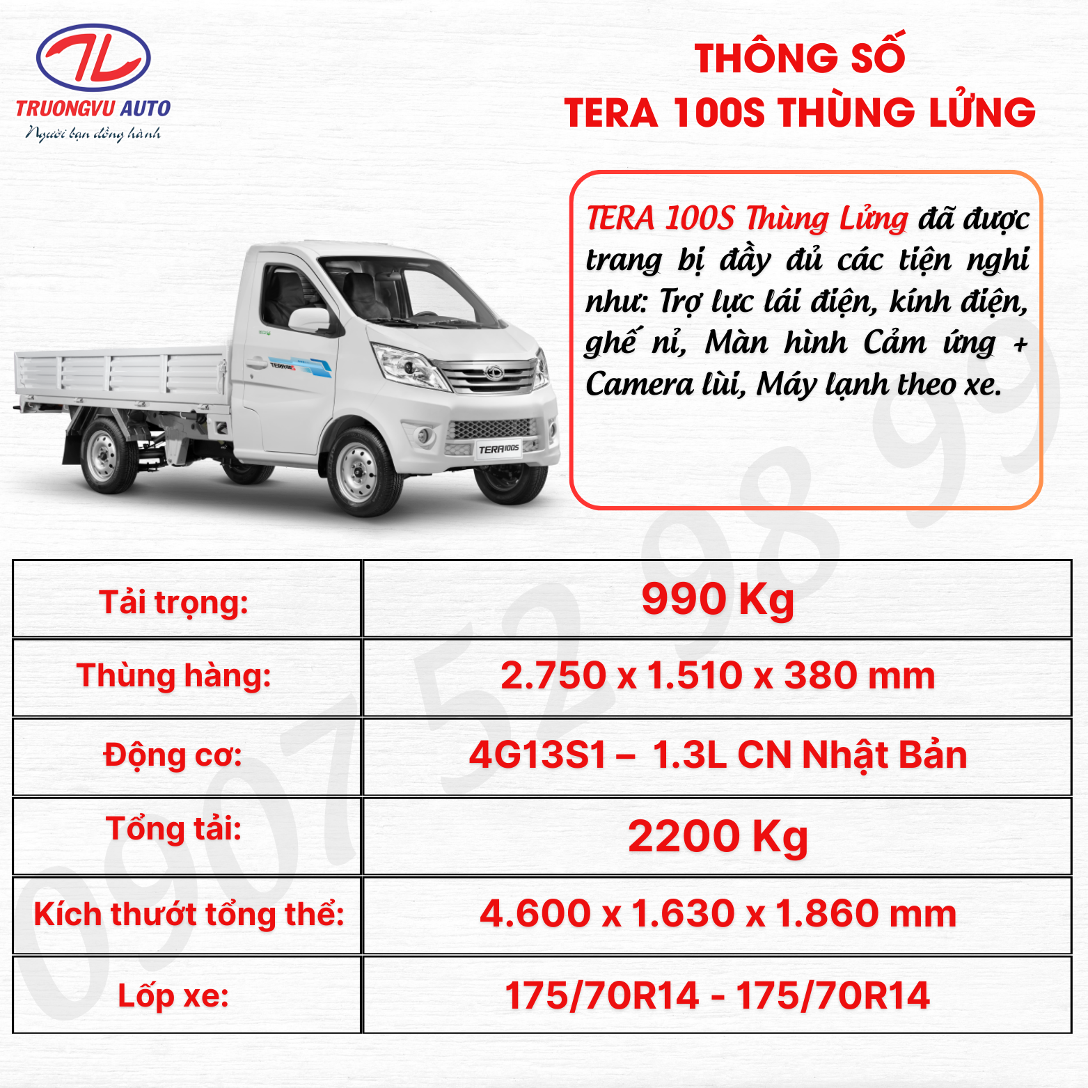 THÔNG SỐ THÙNG LỬNG