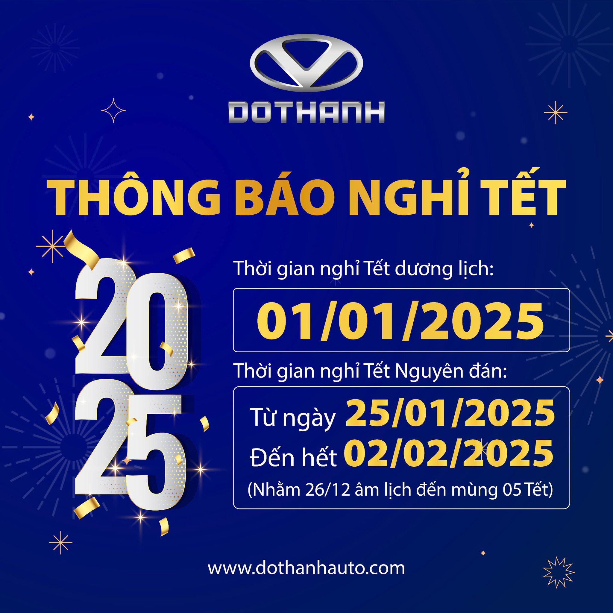 LỊCH NGHỈ TẾT 2025