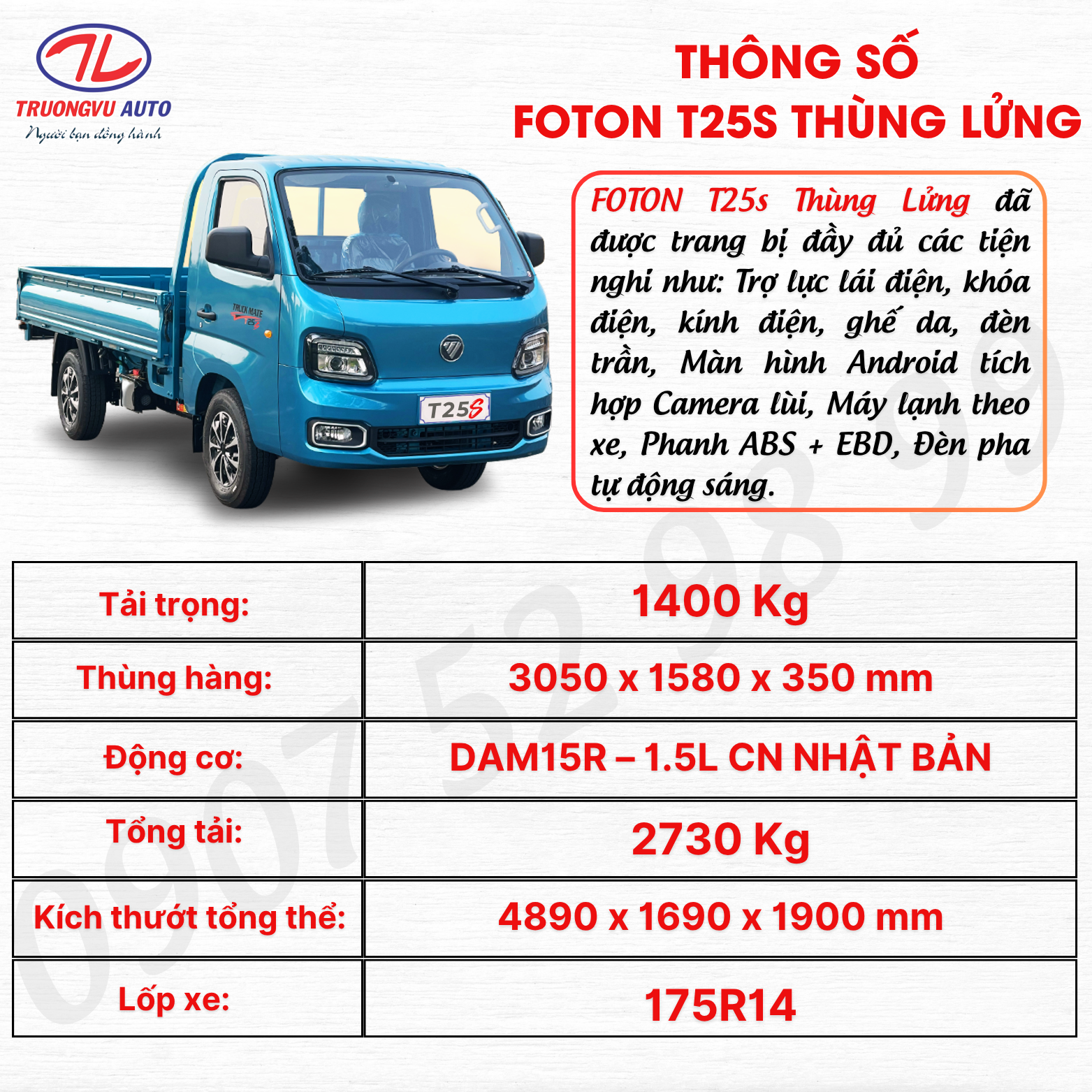 THÔNG SỐ THÙNG LỬNG