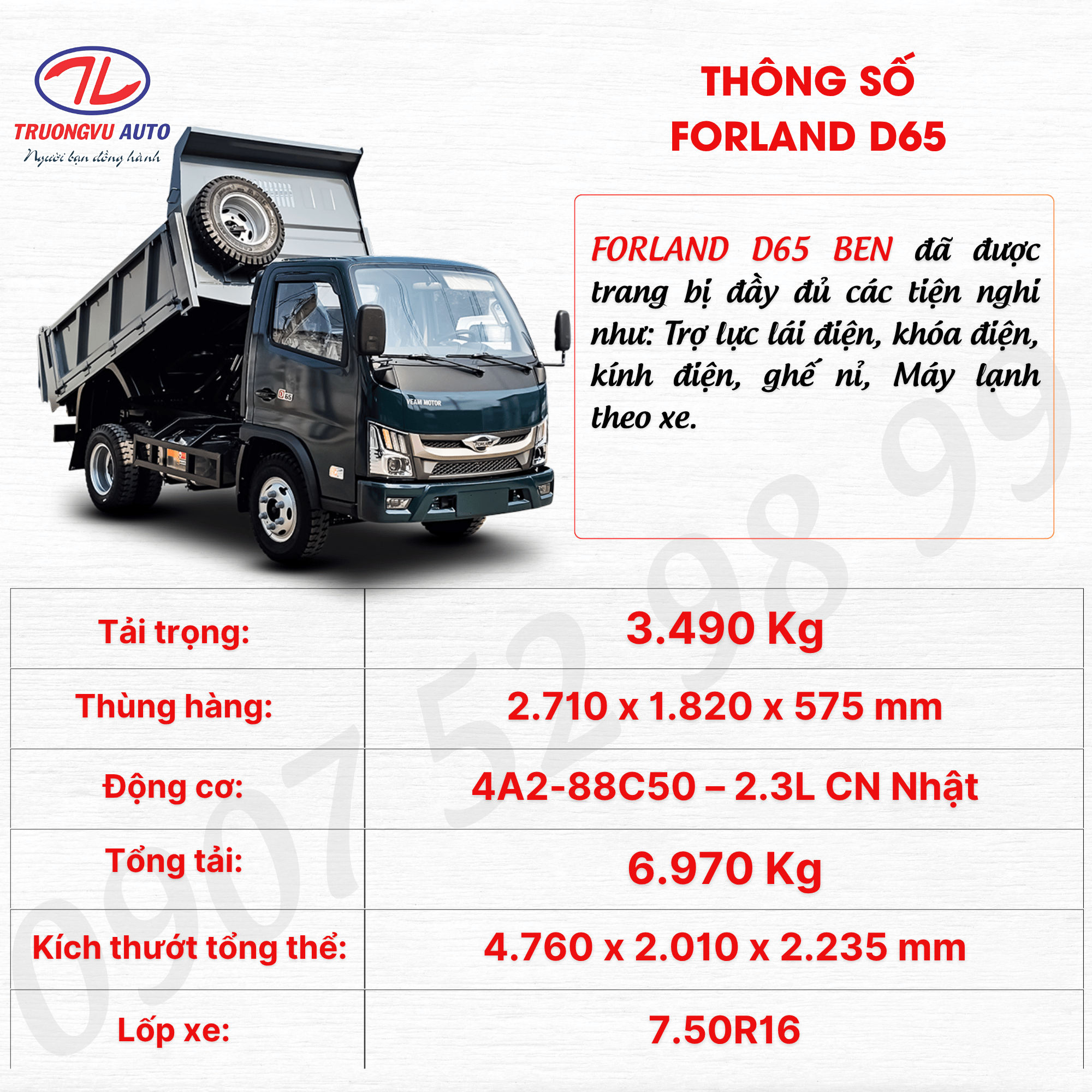 THÔNG SỐ FORLAND D65