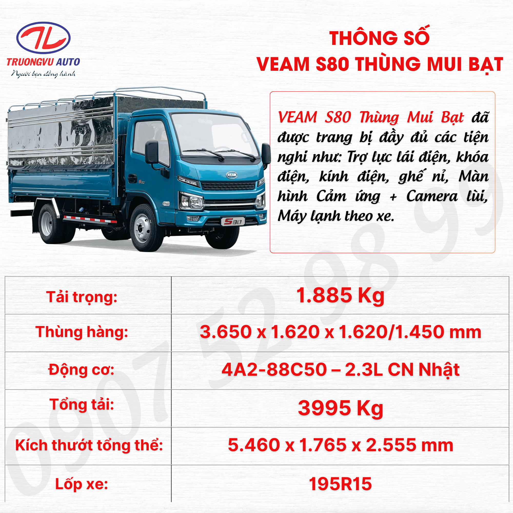 THÔNG SỐ THÙNG MUI BẠT